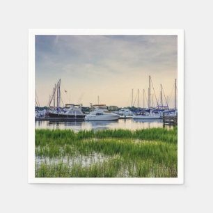 Charleston Harbor Boats Sunset Pappersservett