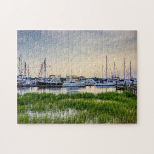 Charleston Harbor Boats Sunset Pussel
