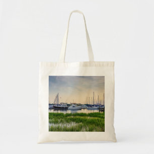 Charleston Harbor Boats Sunset Tygkasse