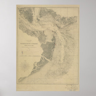 Charleston Harbor Karta Poster