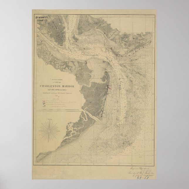 Charleston Harbor Karta Poster (Framsidan)