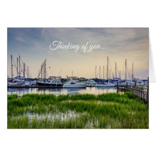 Charleston Harbour Boats Sunset Thinking of You OBS Kort