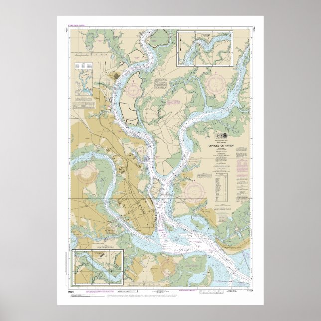 Charleston Harbour Nautical Chart 11524 Poster (Framsidan)
