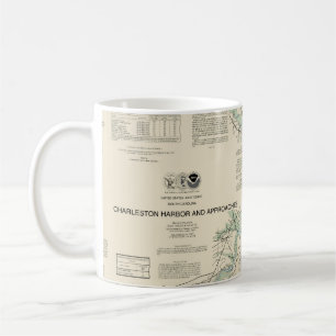 Charleston Harbour och inflygningar Nautical Chart Kaffemugg