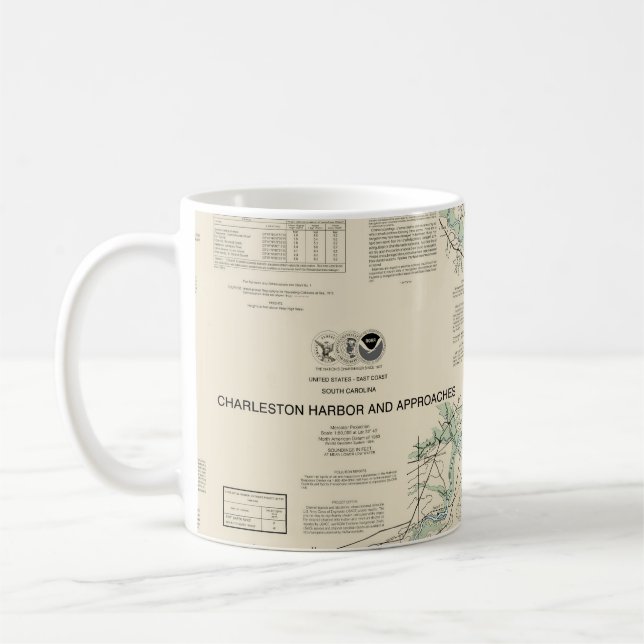 Charleston Harbour och inflygningar Nautical Chart Kaffemugg (Vänster)