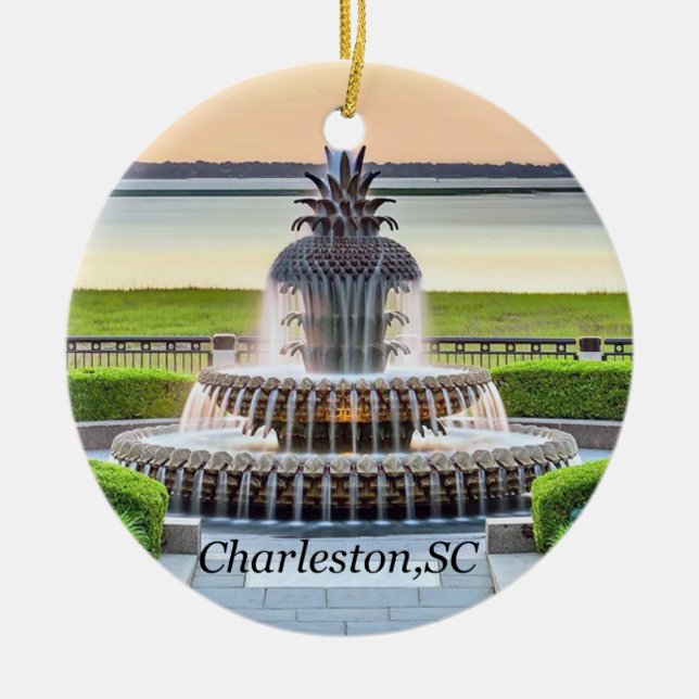 Charleston jul Ornament, Pineapple Fontän, Julgransprydnad Keramik (Framsidan)