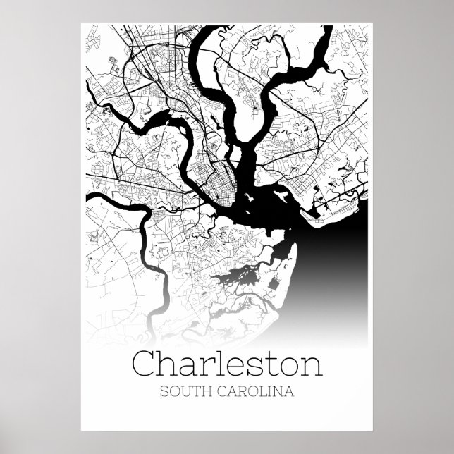 Charleston Karta - South Carolina - City Karta Pos Poster (Framsidan)