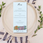 Charleston Menu för Bröllop Watercolor design Meny<br><div class="desc">Indulge i en kulinarisk upplevelse inspirerad av Charlestons charm och smak med vår vattenfärgsmeny - designade bröllop. Den här eleganten och den konstnärliga menyn visar de löstagbara diskar som serveras på din speciella dag. Vattenfärgsdesignen har mjuka och livfulla nyanser,  påminner om stadens kustskönhet och sjudande matscen.</div>