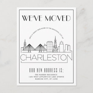 Charleston Modern Deco Ny adress Meddelande Vykort