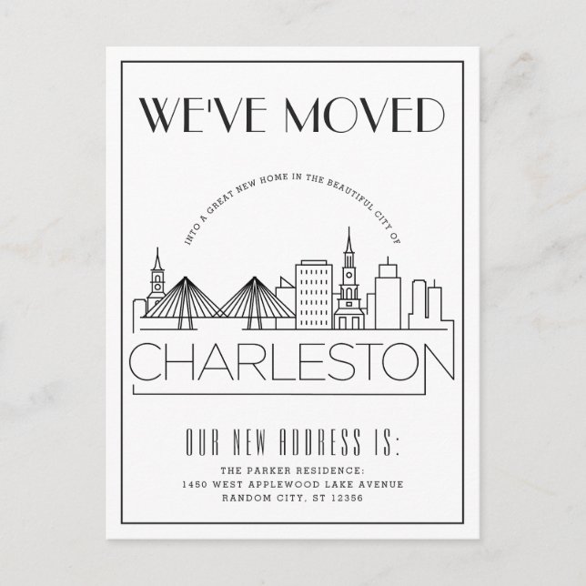 Charleston Modern Deco | Ny adress Meddelande Vykort (Framsida)