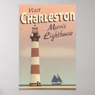 Charleston Morris Lighthouse Vintage resor Poster