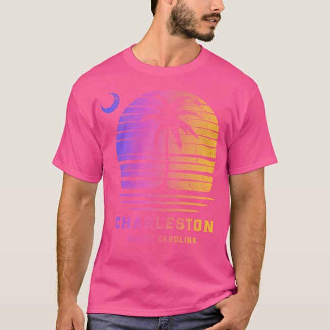Charleston Palmetto Träd South Carolina Vacations T Shirt (Framsida)