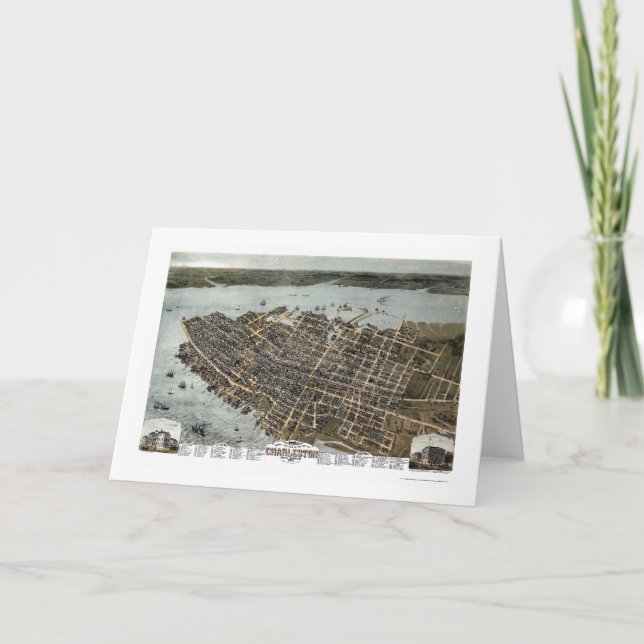Charleston panorama- karta för SC - 1872 Kort (Framsida)