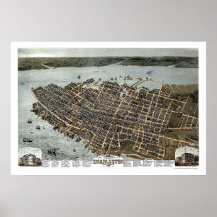 Charleston panorama- karta för SC - 1872 Poster