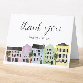 Charleston Rainbow Row Bröllop / Elegant Kuststil Tack Kort