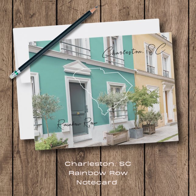 Charleston Rainbow Row South Carolina Postcard Vykort (Send a special note to family and friends with this special Charelston, SC Rainbow Row Postcard)