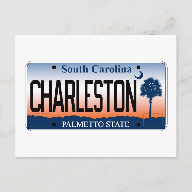 Charleston registreringsskylt vykort (Framsida)