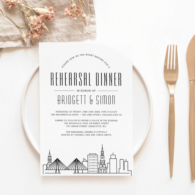 Charleston Rehearsal Dinner | City Skyline Inbjudningar (Skapare uppladdad)