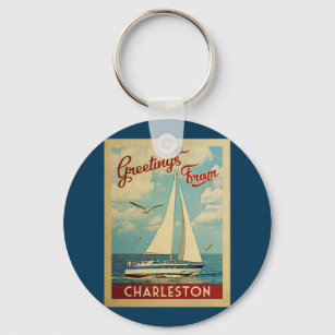 Charleston Sailboat Vintage resor South Carolina Nyckelring