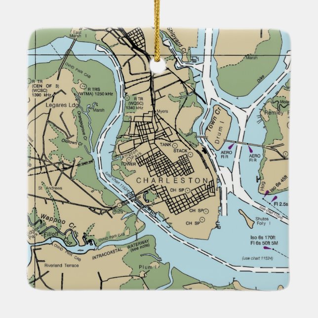 Charleston SC-diagram Julgransprydnad Keramik (Baksida)