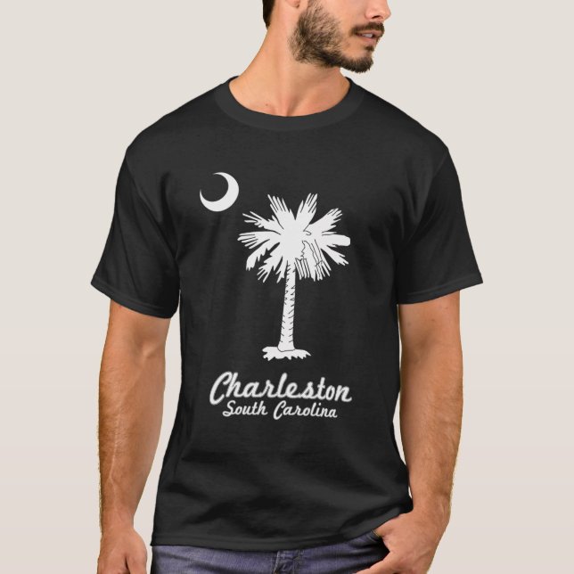 Charleston Sc Flagga Beach Apparatur T Shirt (Framsida)