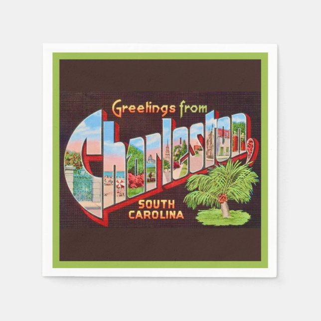 Charleston SC Hälsningar Cocktail Servetter (Framsidan)