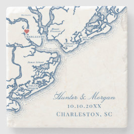 Charleston SC Karta Elegant Navy Blue Wedding Favo Stenunderlägg