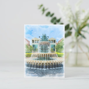 Charleston SC Pineapple Fontän Card Vykort
