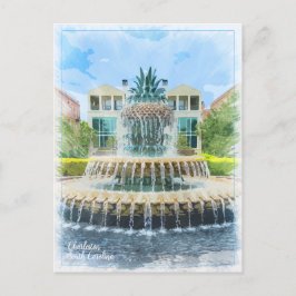 Charleston SC Pineapple Fontän Card Vykort