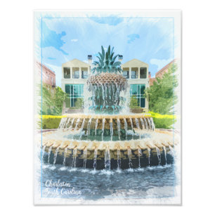 Charleston SC Pineapple Fontän Skriv ut Fototryck