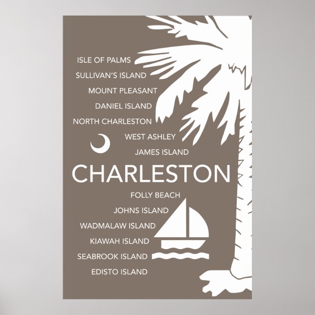 Charleston SC Städer - Brown Poster (Framsidan)