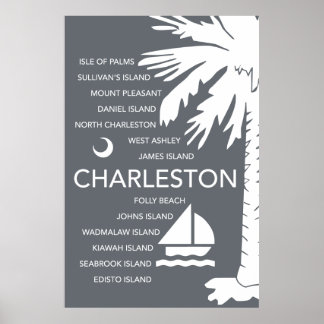 Charleston SC Städer - Charcol Poster