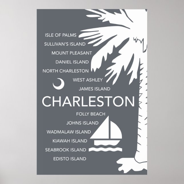 Charleston SC Städer - Charcol Poster (Framsidan)