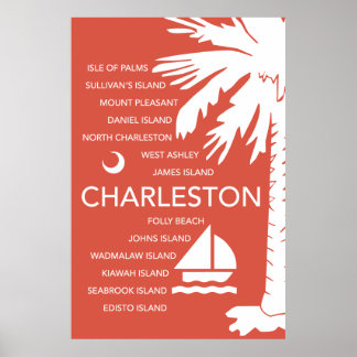 Charleston SC Städer - Red Poster