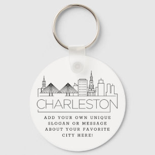 Charleston, SC Stylized Skyline Anpassningsbar Sl Nyckelring
