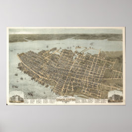 Charleston South Carolina 1872 Antique Panorama Poster