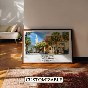 Charleston South Carolina Affisch, Akvarell Poster