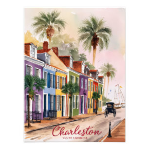 Charleston South Carolina akvarellmålning Fototryck