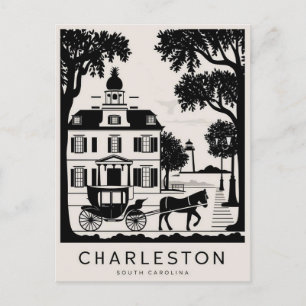 Charleston, South Carolina Black & White Vykort