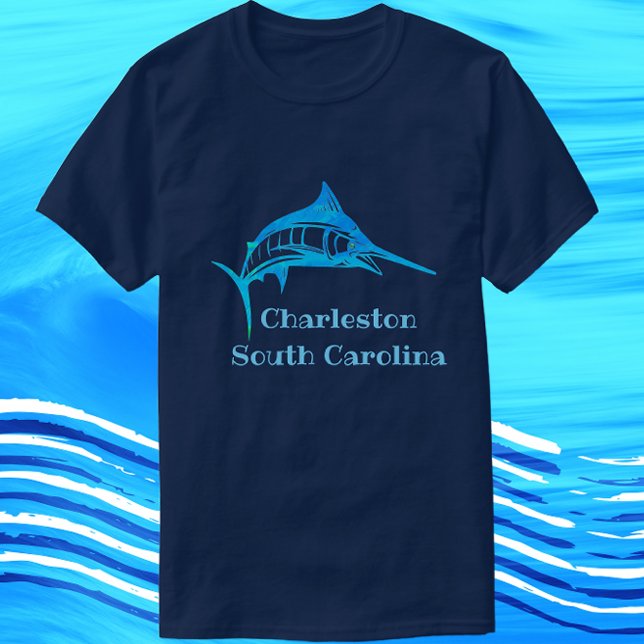 Charleston South Carolina Blue Marlin Fish T Shirt (Skapare uppladdad)