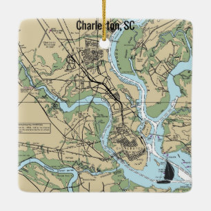 Charleston South Carolina Chart Julgransprydnad Keramik