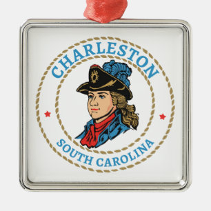Charleston South Carolina Colonial Julgransprydnad Metall