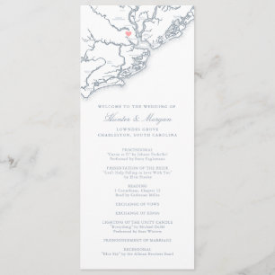 Charleston South Carolina Dammtorblue Bröllop Program