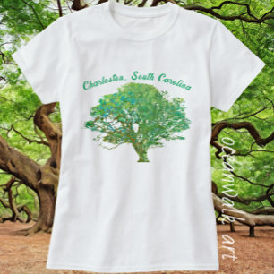 Charleston South Carolina Elegant Live Oak Träd T Shirt