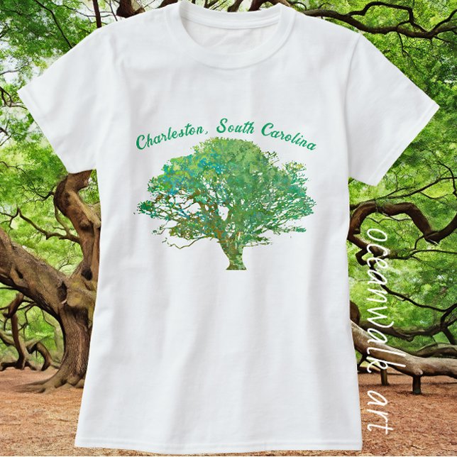 Charleston South Carolina Elegant Live Oak Träd T Shirt (Charleston, SC live oak tree)