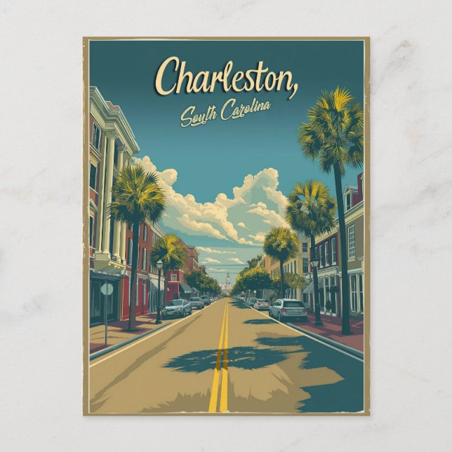 Charleston, South Carolina: En Vintage  Vykort (Framsida)