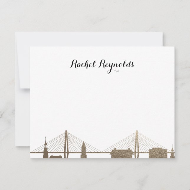 Charleston South Carolina Faux Guld Notecard Anteckningskort (Framsida)