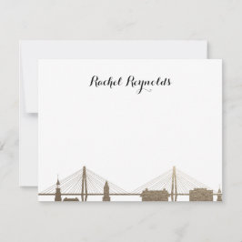 Charleston South Carolina Faux Guld Notecard Anteckningskort
