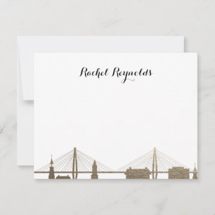 Charleston South Carolina Faux Guld Notecard Anteckningskort
