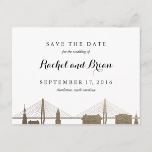 Charleston South Carolina Faux Guld vycard Vykort